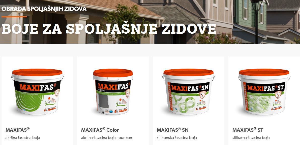 Maxima Lučani, prodaja i proizvodnja boja i lakova, boje za spoljasnje zidove - fasade