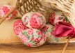 Decorated Easter eggs falling out of basket
